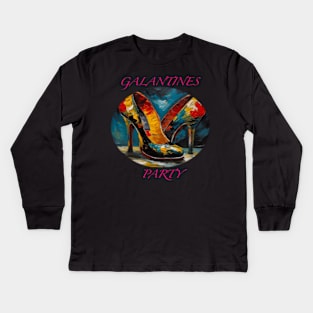 Galentines part hand painted shoes Kids Long Sleeve T-Shirt